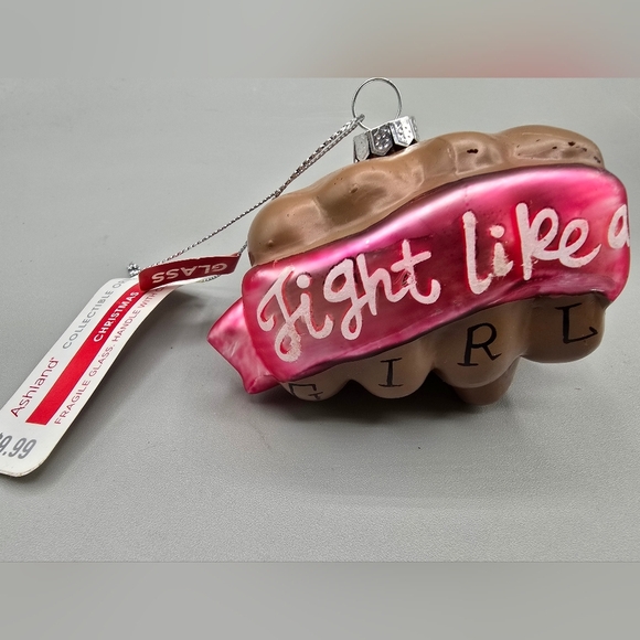 Other - Pink and Brown 'Fight Like a Girl' Holiday Ornament